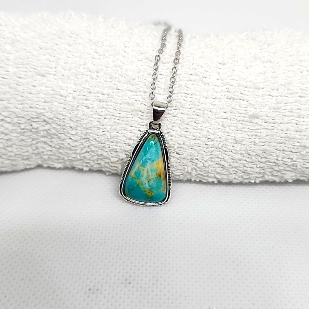 Turquoise look Drop pendant necklace